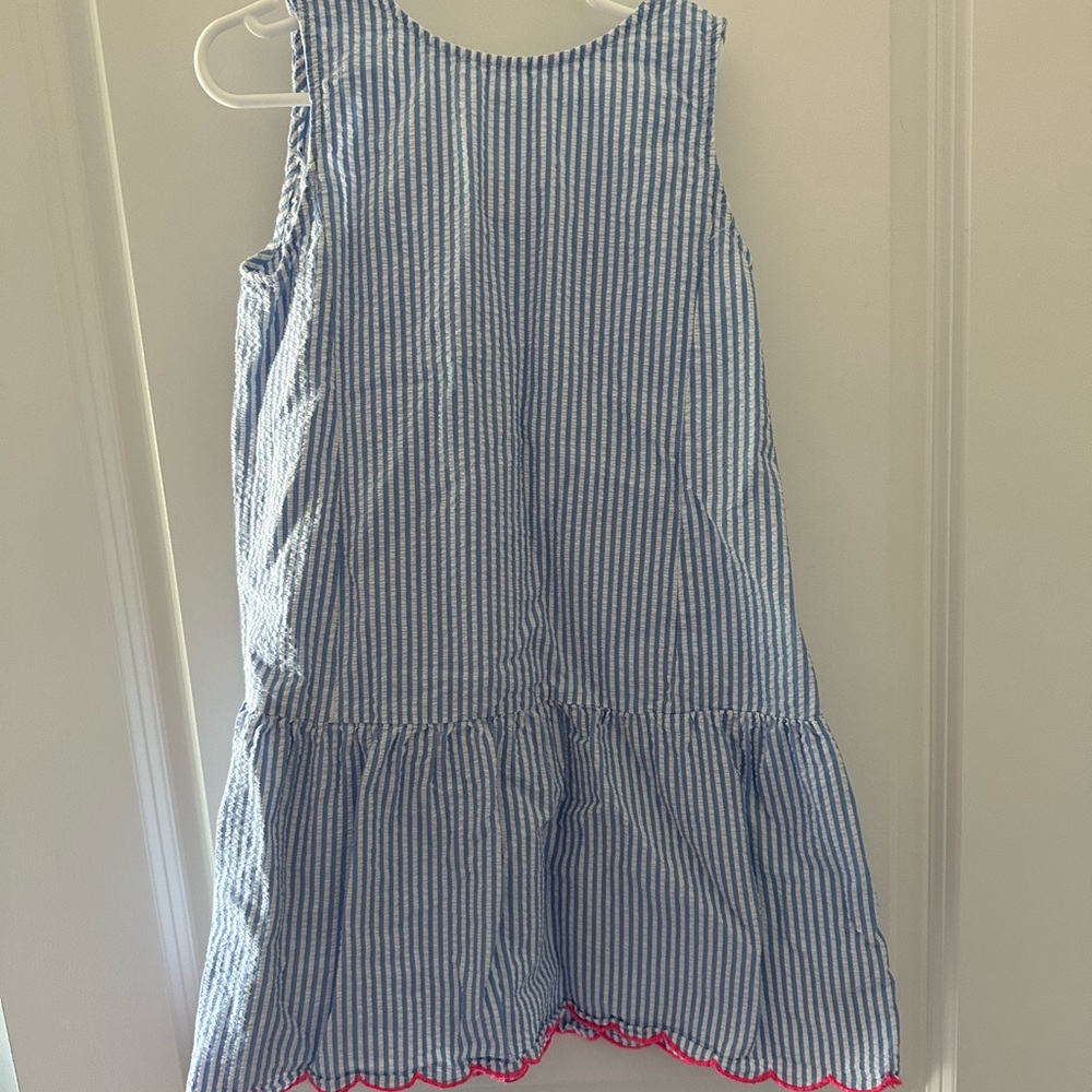 Blue striped linen dress - size 8